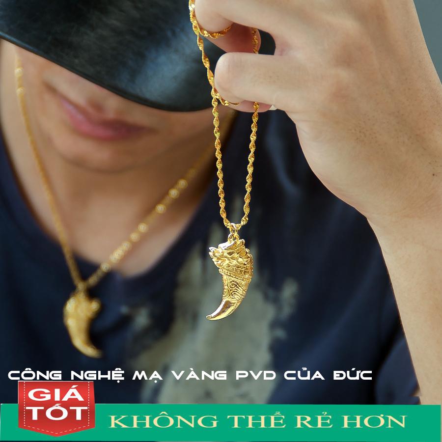 Bộ Dây chuyền Nam Soắn mạ vàng 18k mặt răng nanh cọp đầu rồng chạm khắc tinh tế đẳng cấp 2019