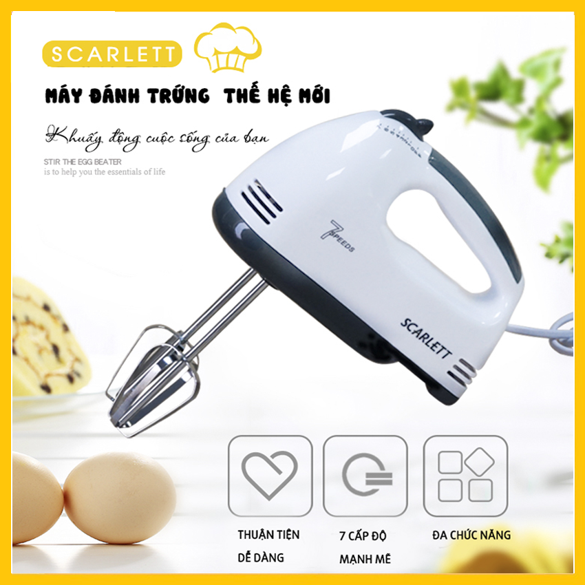 Máy đánh trứng cầm tay 7 tốc độ scarlett công suất 180w - máy đánh kem mini chính hãng