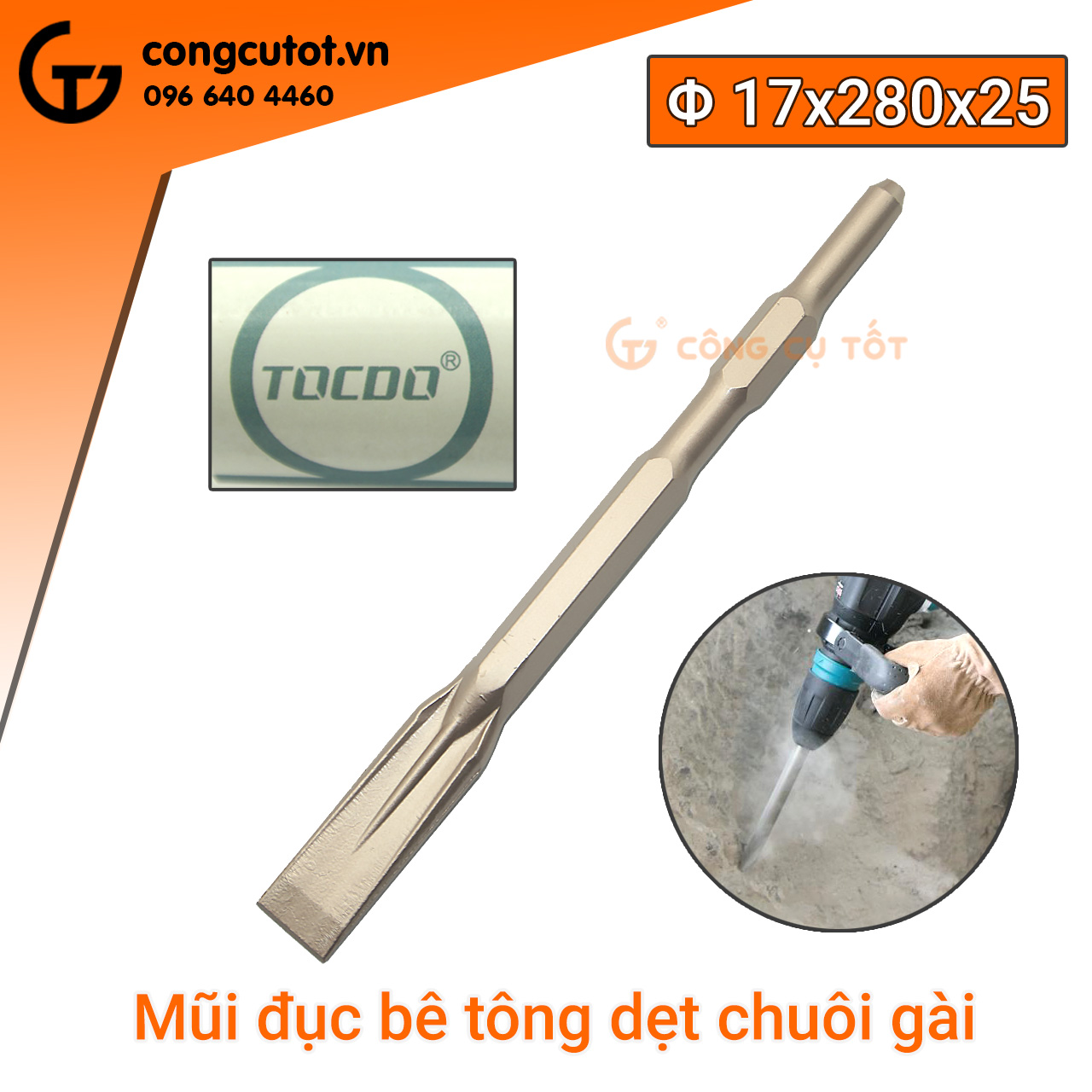Mũi đục bê tông Tocdo chuôi gài các cỡ