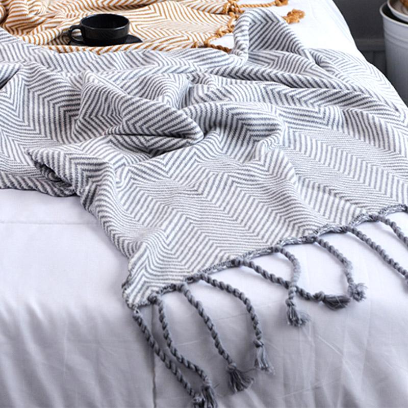 Bắc Âu Mô Hình Trang Trí Tấm Thảm 100% Cotton Nhà Dân Đi Chăn Đơn Nap Sô Pha Thường Chăn Cửa Sổ Lồi Thảm Lười