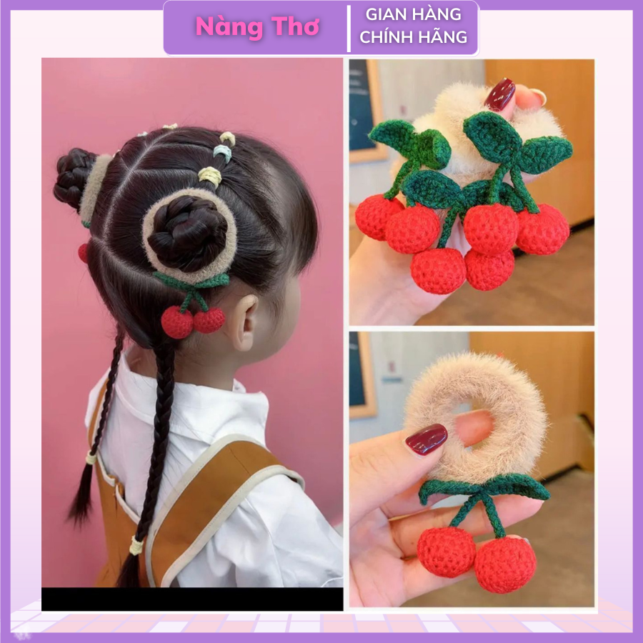 Dây Cột Tóc Cho Bé Chùm Cherry Xinh Xắn