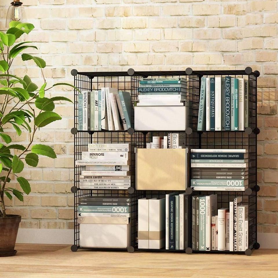 Kệ sách-kệ lưới sắt lắp ghép 9 ngăn- tủ lưới 9 ô, kích thước 105cm x 105cm x sâu 37cm, kệ lưới lắp ghép đơn giản, kiểu dáng hiện đẹp, phù hợp mọi không gian