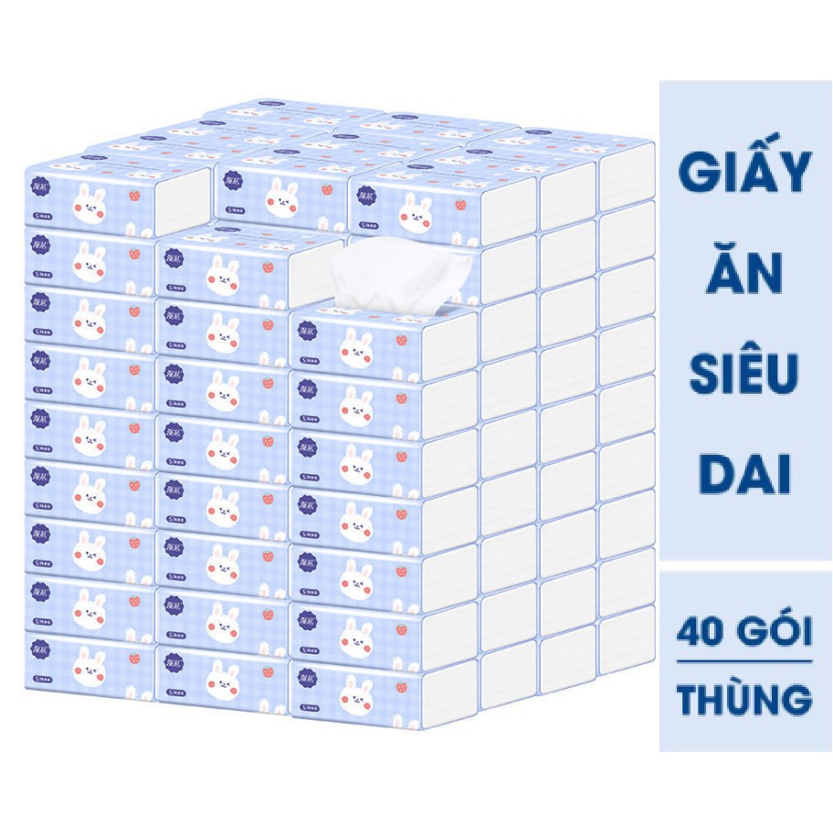 Thùng 40 Gói Giấy Ăn Thỏ Trắng Siêu Dai, Siêu Mịn (Hàng Nội Địa Trung)