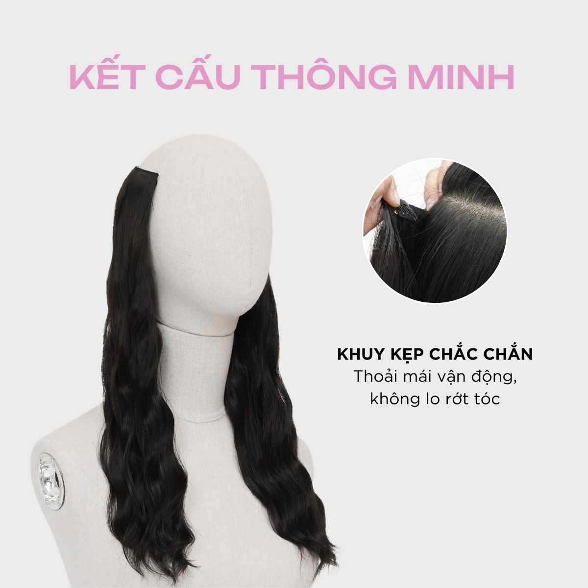 Tóc Kẹp Dải 3 Mảnh CAPELLI Dáng Xoăn Xù