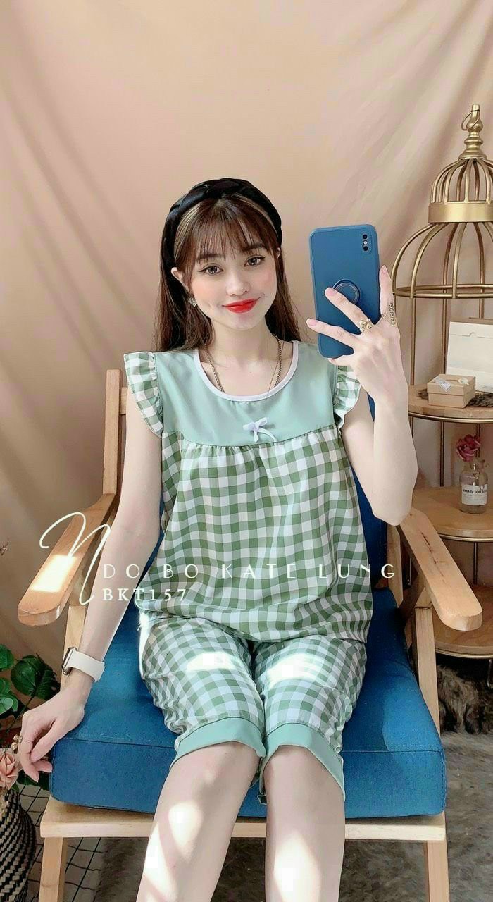 Set bộ lụa mặc nhà tay cánh tiên dễ thương size 40-55kg