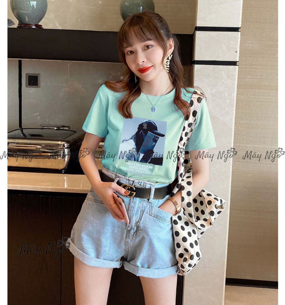 Áo thun nữ thun thái in chữ form ôm thun nhập cao cấp