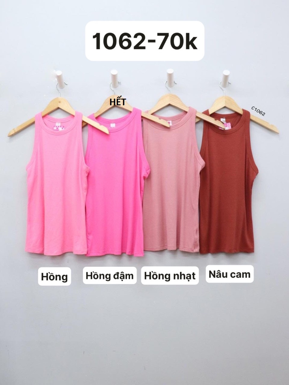C1062 - Áo thun gân Go Dry ba lỗ, trơn