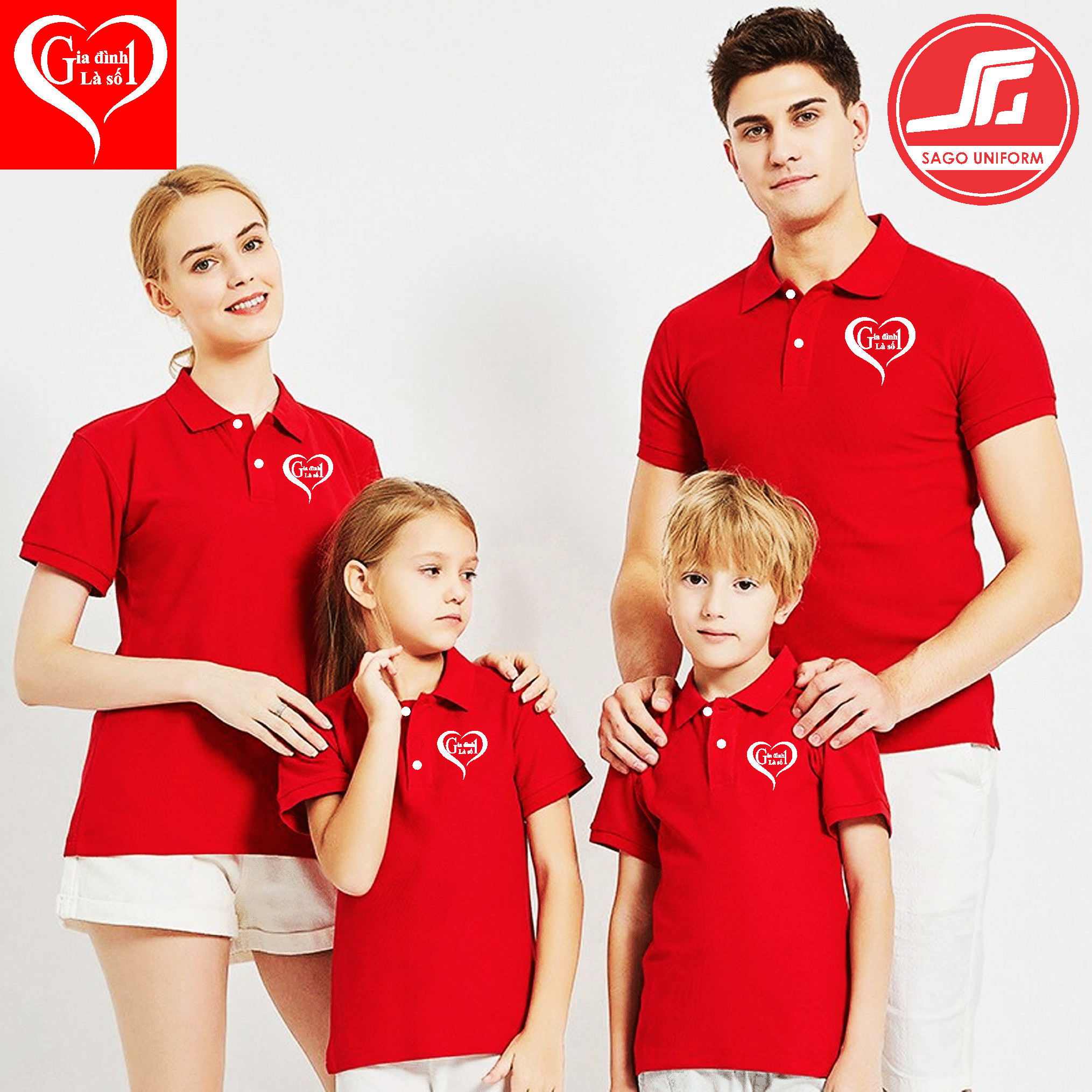 Áo gia đình cổ bẻ 3/4/5 người đẹp chất lượng thoáng mát vải cá sấu polo SAGO T-SHIRT GDPLS06