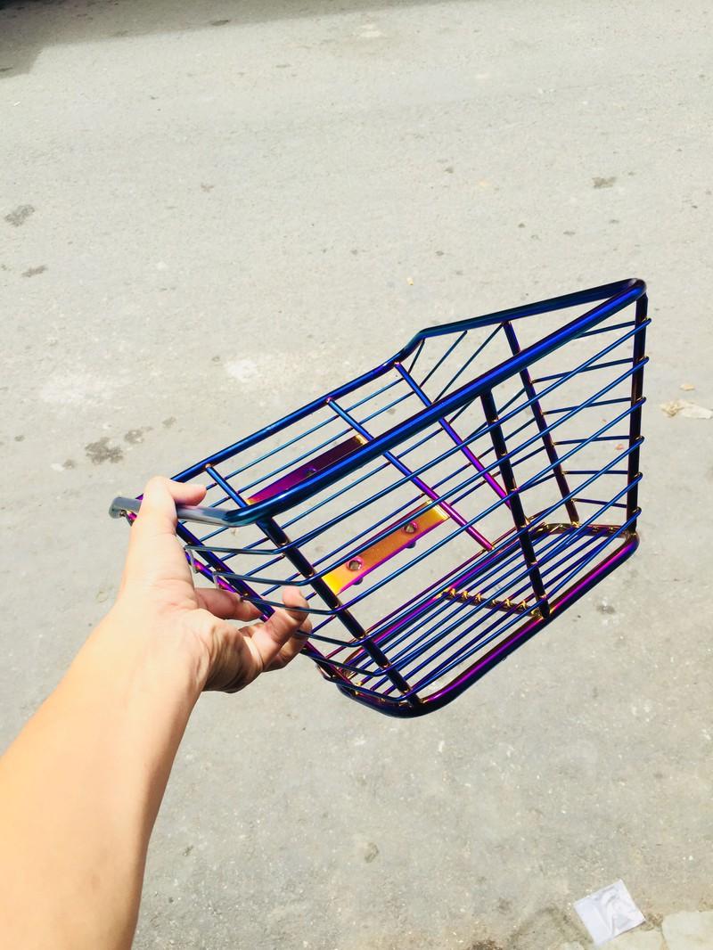 Rổ Inox Xi Titan 7 màu xe Wave 110 2 Lỗ dưới, 1 lỗ trên Loại Dầy cao cấp (tặng 3 ốc) SUPERMARKET QUỐC BẢO