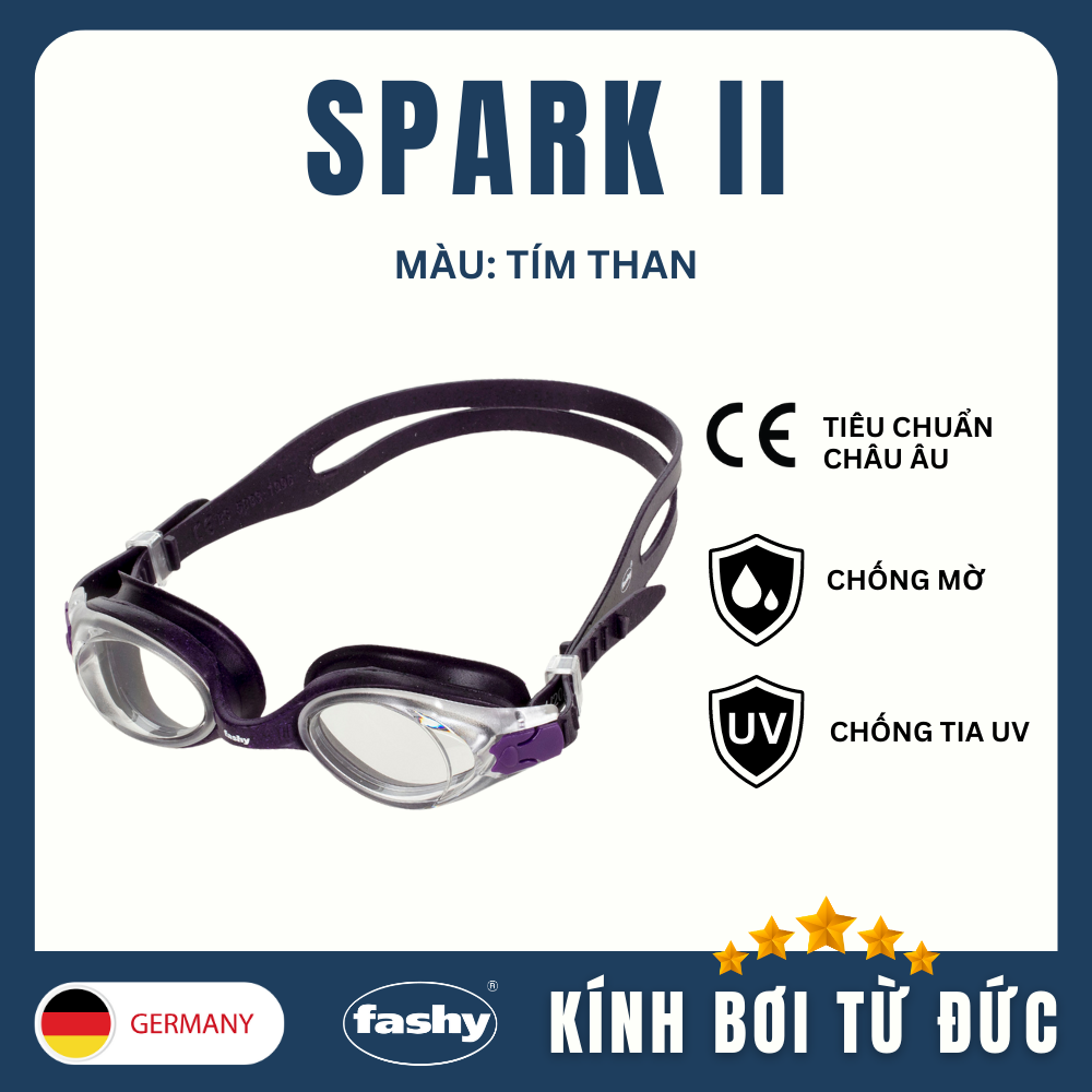 Kính bơi trẻ em nhập khẩu từ Đức thương hiệu Fashy dòng “Spark II”, tiêu chuẩn chất lượng Châu Âu chống mờ, chống tia UV Size M dành cho bé trai, bé gái từ 6 tuổi trở lên