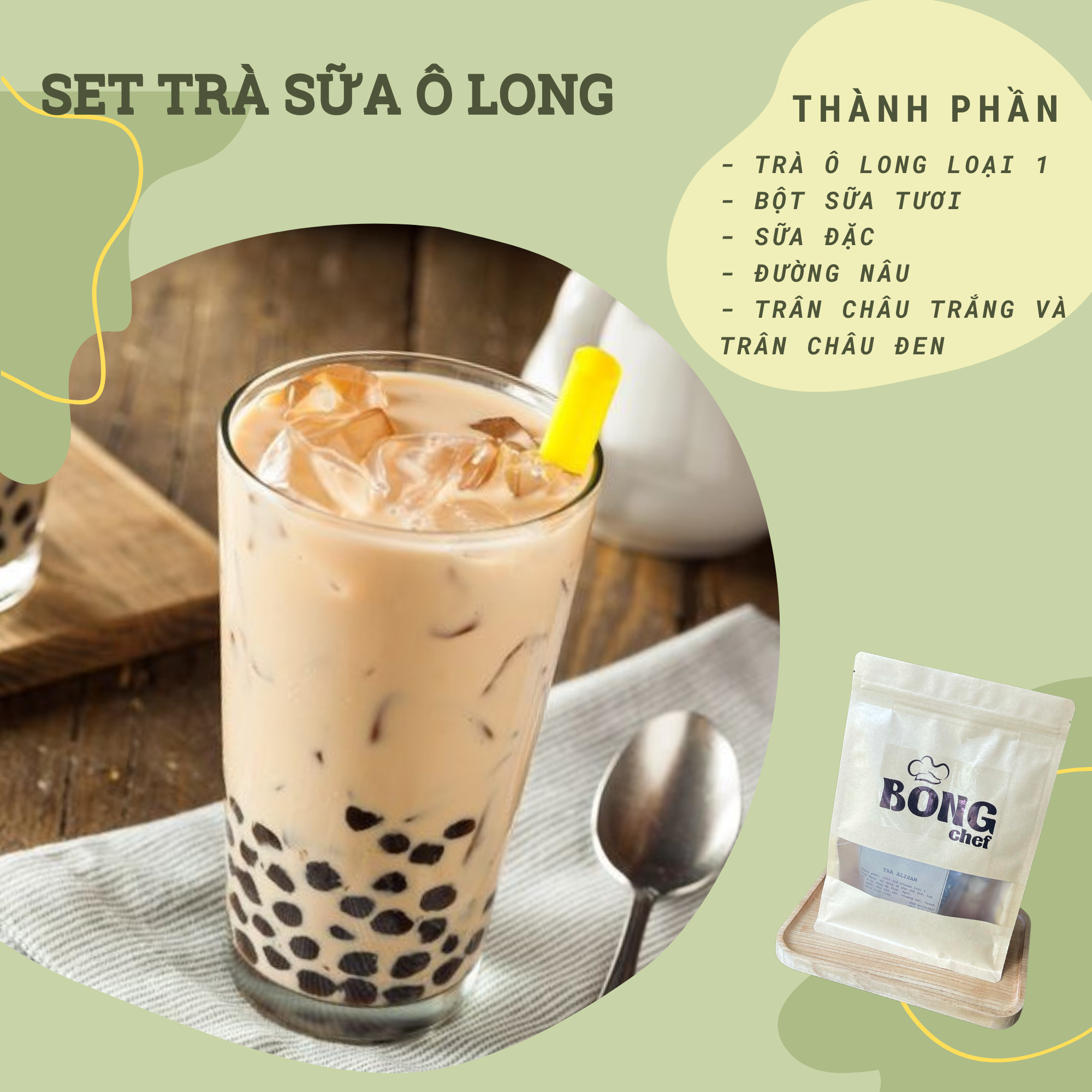 Set nguyên liệu pha 10 ly trà sữa ô long
