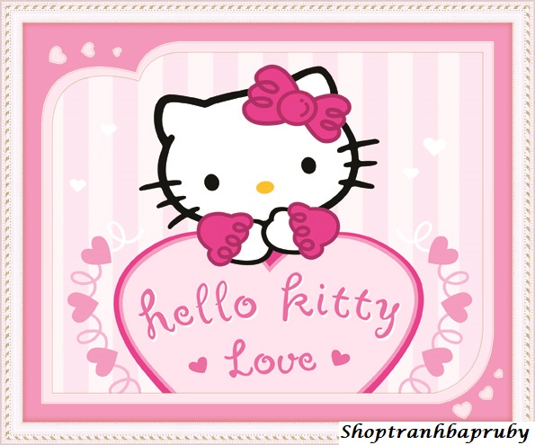 [HCM]Tranh đính đá Hello Kitty kích thước 45 x 37 cm