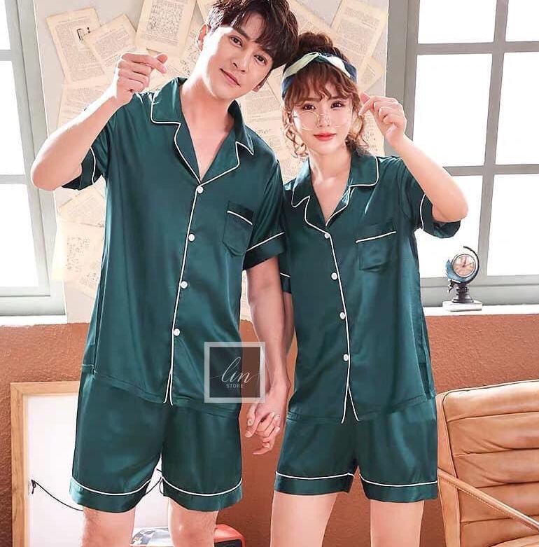 Bộ Lụa Mặc Nhà Nữ Trơn Cộc Tay Quần Cộc Chất Lụa Siêu Mềm ( Hàng Luôn Sẵn) P90