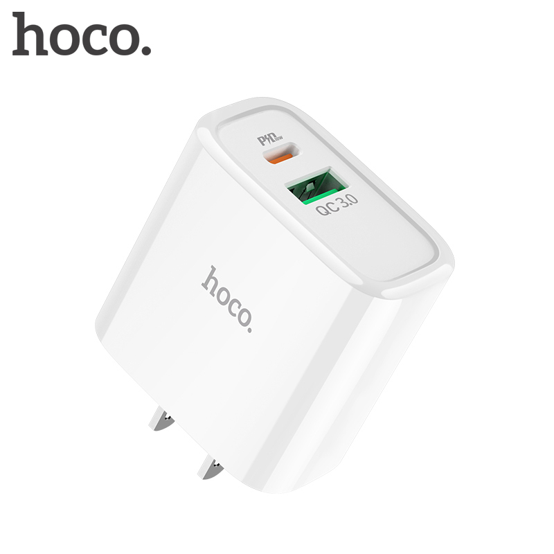 HOCO PD 18W Sạc nhanh 3.0 Điện thoại di động Sạc nhanh tường Bộ sạc USB cho iPhone Samsung Xiaomi Huawei Realme (Hỗ trợ PD2.0, QC3.0 / QC2.0, FCP, AFC) -- US Plug