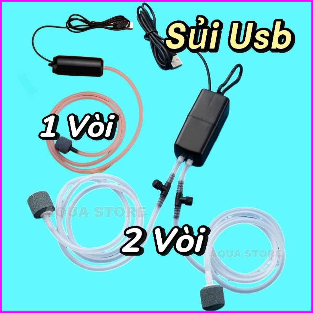 Máy Sủi Oxy 2 Vòi Cổng Usb dùng cho bể cá cảnh
