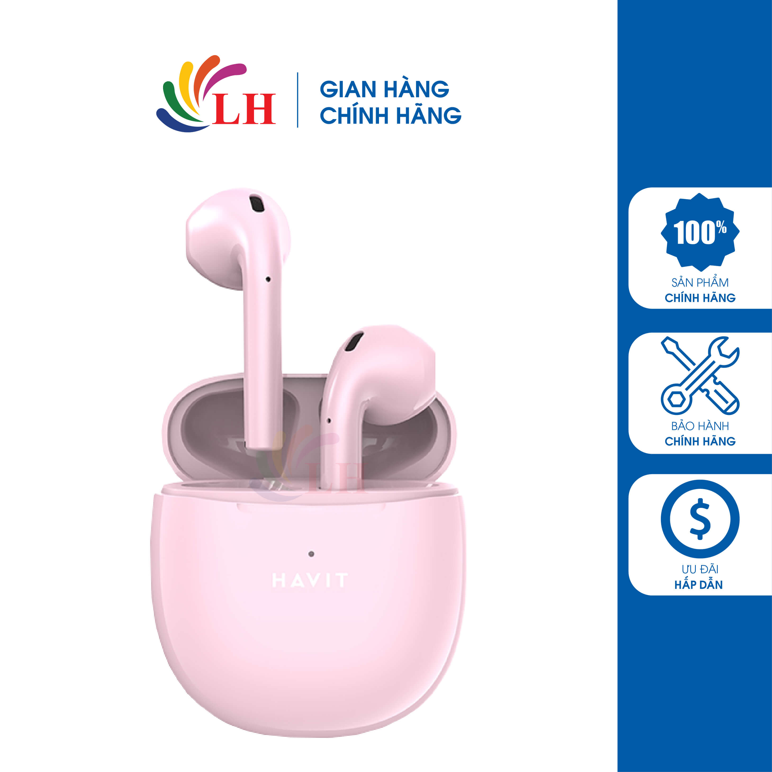 Tai nghe Bluetooth True Wireless Havit TW932 - Hàng chính hãng - Chất âm Hi-Fi, cảm ứng chạm nhanh nhạy