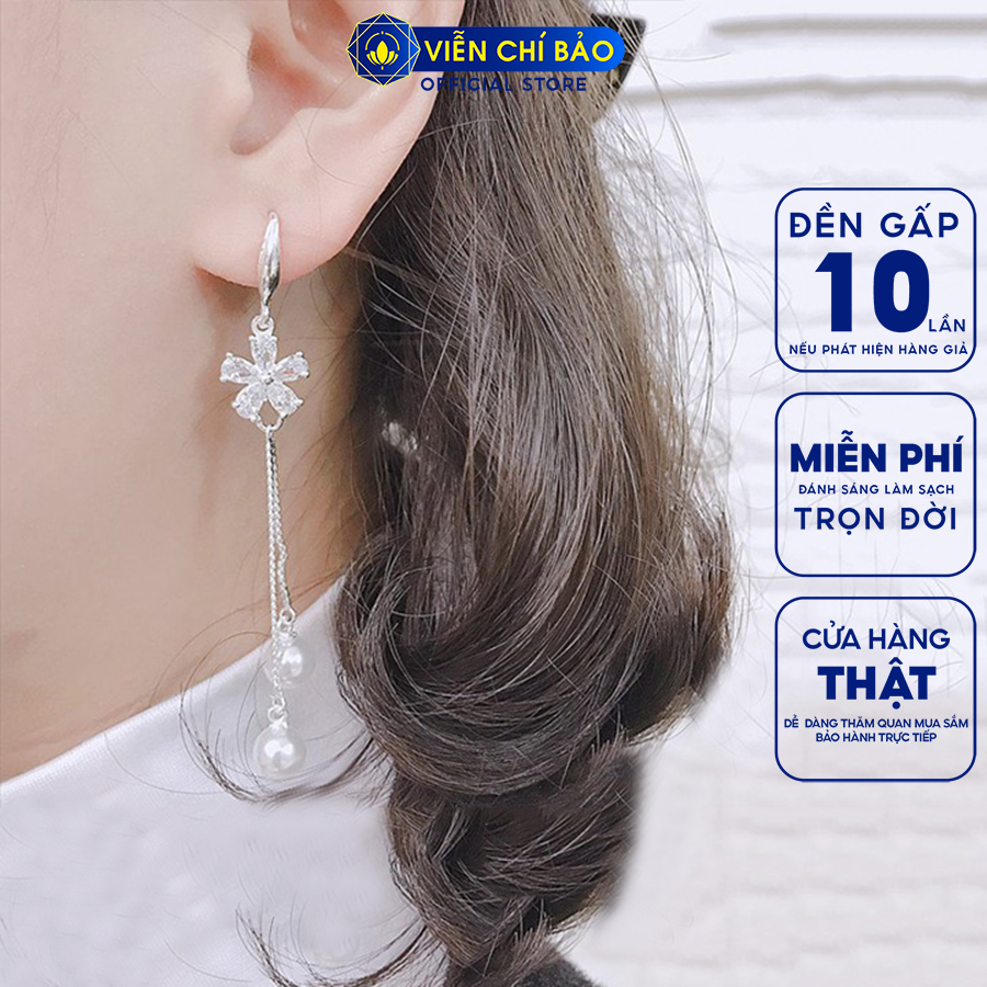 Bông tai bạc nữ hoa chong chóng chất liệu bạc 925 trẻ trung quý phái thương hiệu Viễn Chí Bảo B400399