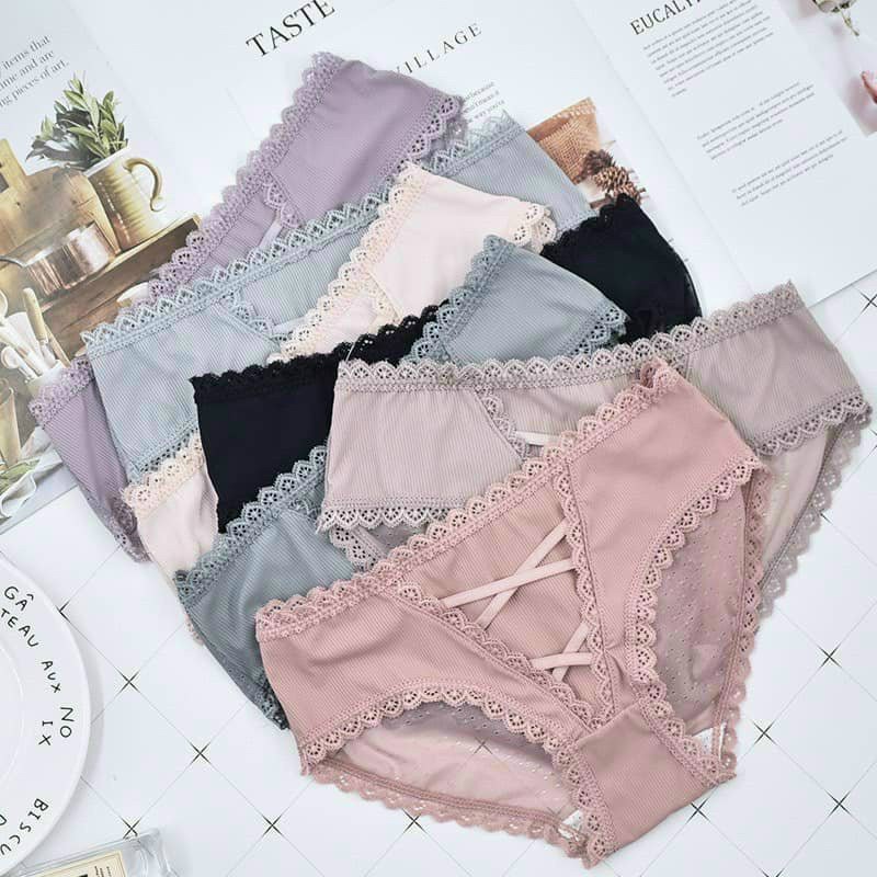 COMBO 10 QUẦN LÓT PHỐI REN LƯỚI DÂY CHÉO #1311