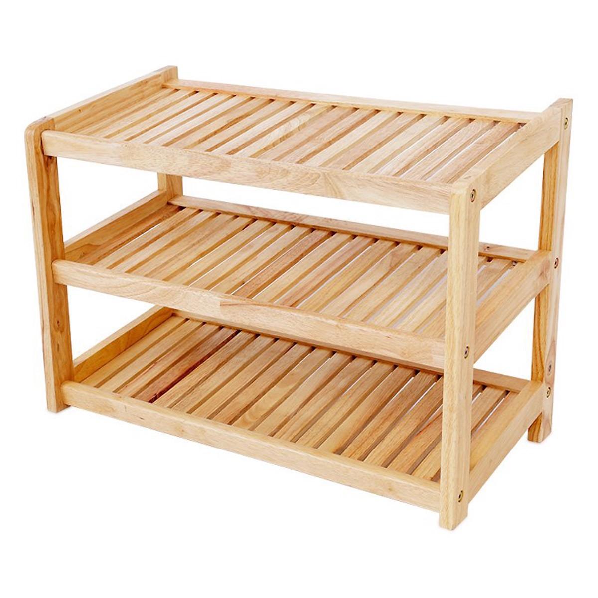 Kệ giày  dép gỗ cao su 3 tầng 45  gỗ (Tự nhiên) hàng đẹp chắc chắn gọn gàng