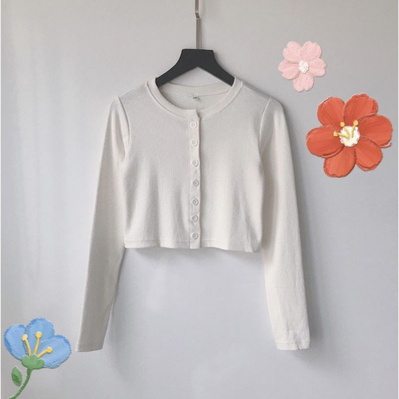 [HCM]ÁO croptop nữ tay dài cài nút