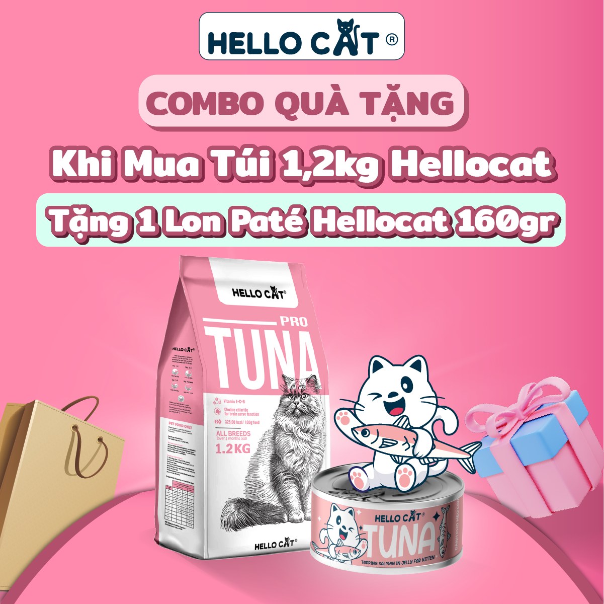 thức ăn hạt vị cá ngừ Hello cat cho mọi loại mèo - T3 PETS SHOP