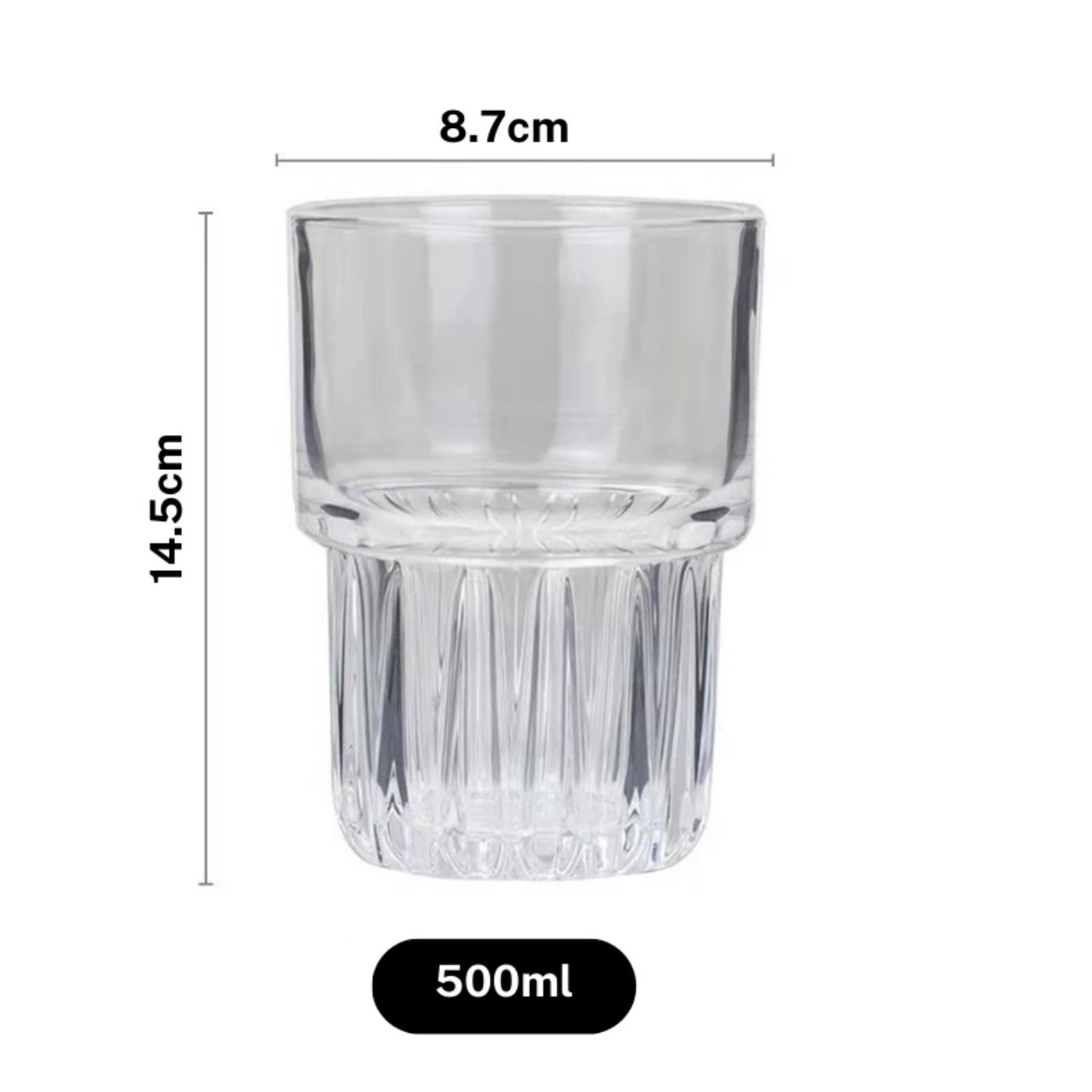 Bộ 6 Ly thủy tinh 2 tầng khía đáy, cốc thủy tinh chịu nhiệt uống cafe, nước ép, soda
