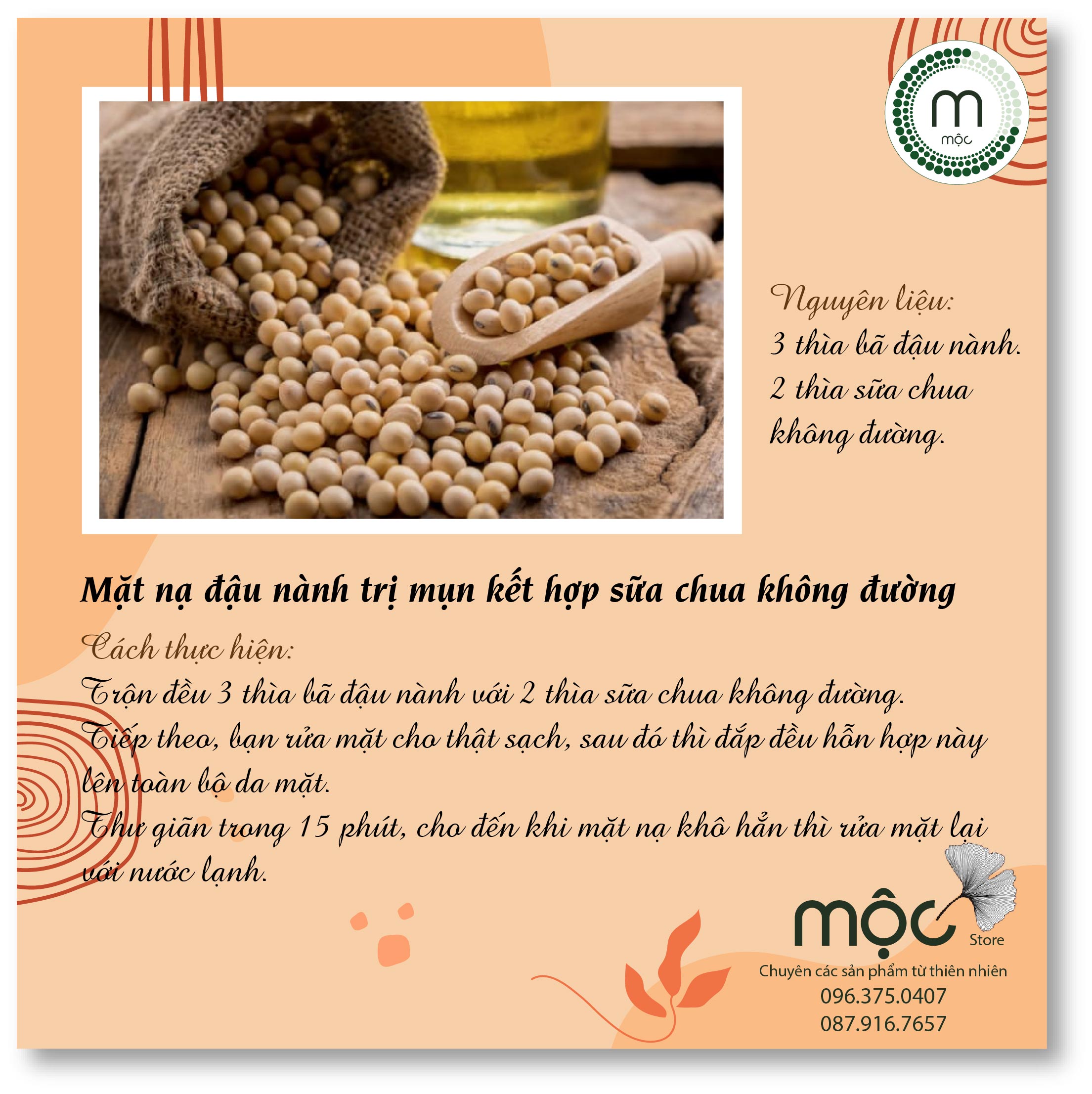 Bột đậu nành nguyên chất đắp mặt nạ MỘC - tẩy tế bào chết, dưỡng ẩm, se khít lỗ chân lông, ngăn ngừa lão hóa túi dùng thử 10g, chai 100ml và 200ml handmade