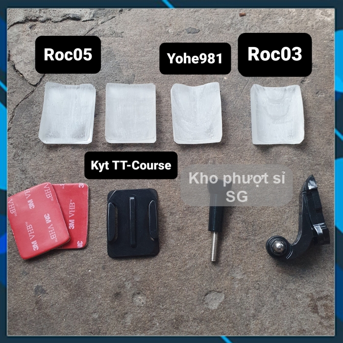 Mount gắn camera Gopro lên cằm nón bảo hiểm Fullface cằm nhọn mũ Yohe 981 - Kyt TT Course - Roc 05 - Roc 03 quay vlog