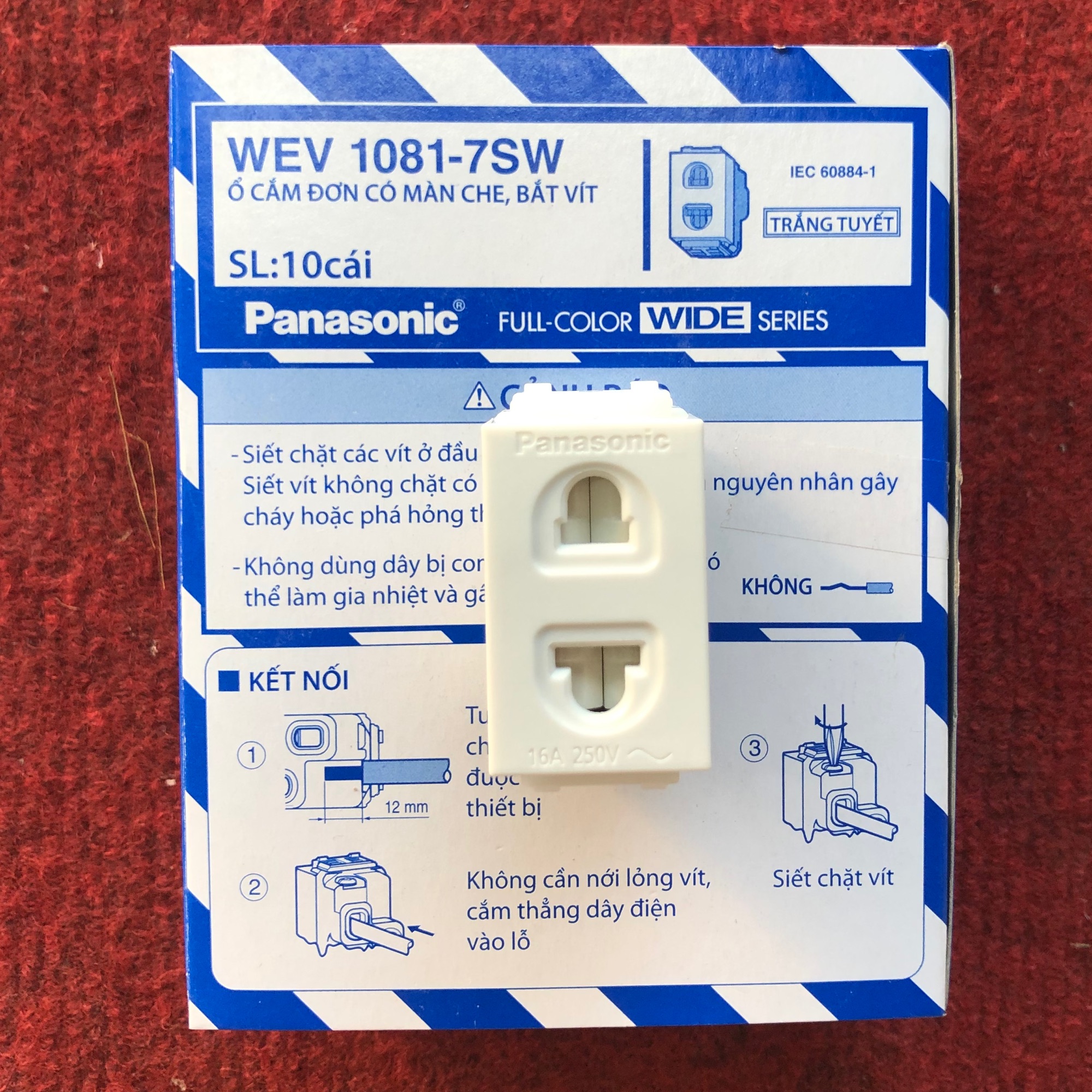 10 Hạt ổ cắm đơn 2 chấu Panasonic WEV1081-7SW