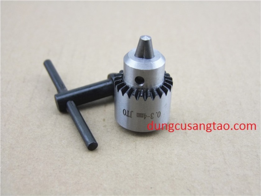 Đầu giữ mũi khoan 0.3mm-4mm JTO / Đầu giữ khoan JTO 4mm loại mang ranh gắn trục motor