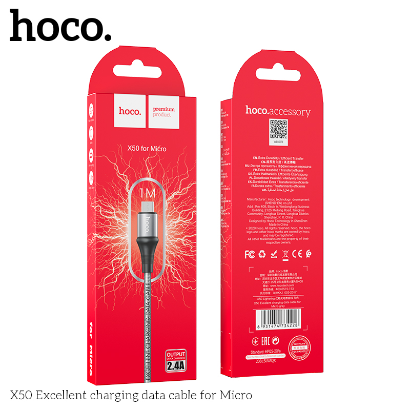 Cáp Sạc Cho Samsung, Xiaomi, Oppo, Android,... Hoco X50 Micro-USB, Cáp Dây Dù Siêu Bền [CHÍNH HÃNG]