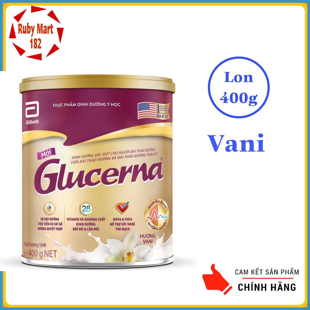 [Date 5.2025] Sữa Bột Glucerna Vani / Lúa Mạch lon 400g - Dành Cho Người Tiểu Đường