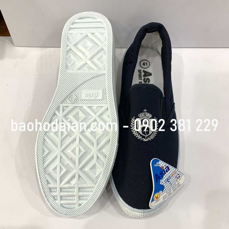 Giày Asia bata vải xỏ (không cột dây) màu xanh đen