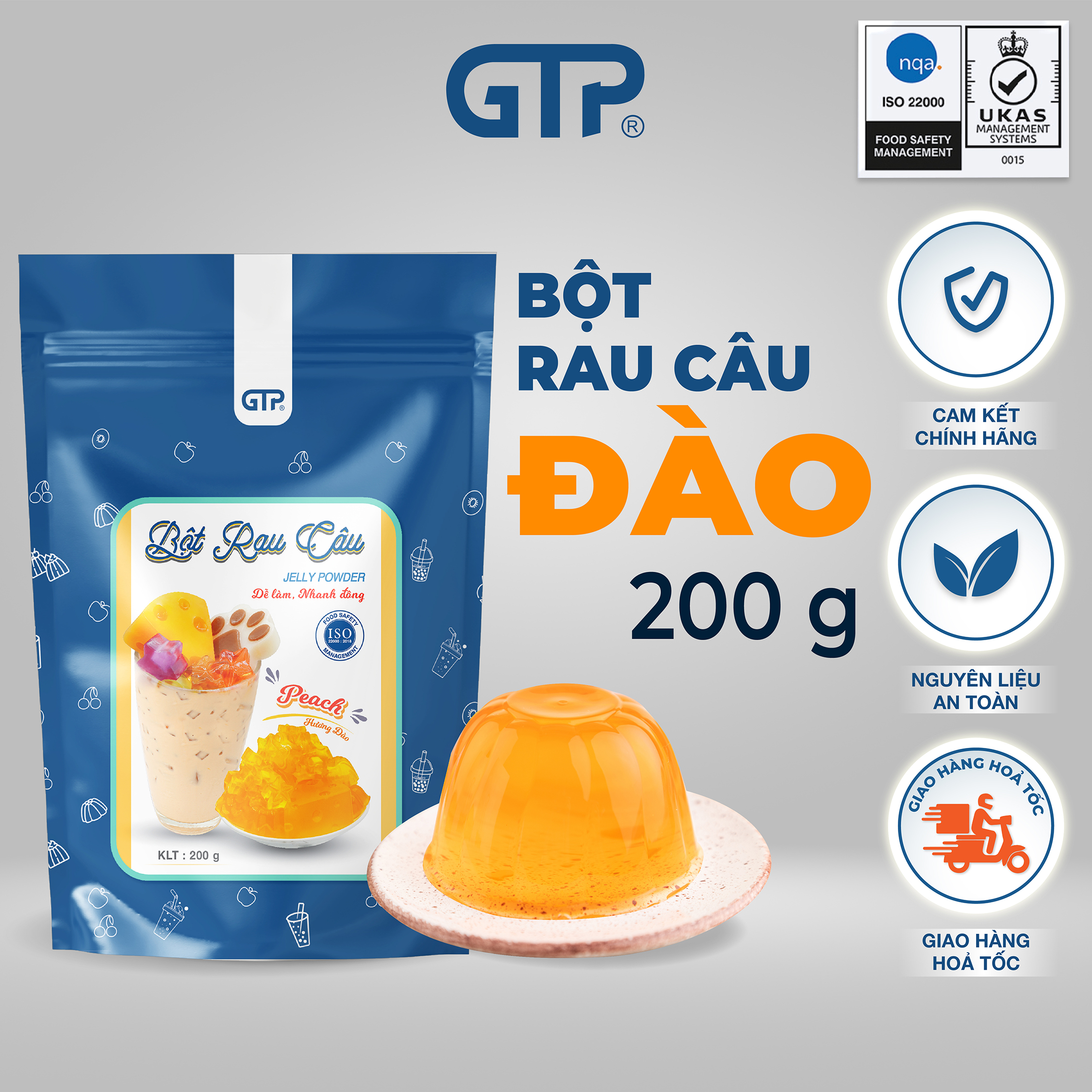 Bột Rau Câu hương Đào GTP (200g/gói)