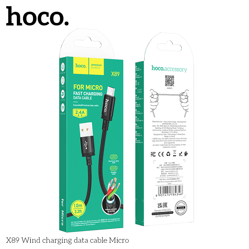 Cáp sạc nhanh hoco X89 đầu micro hàng chính hãng