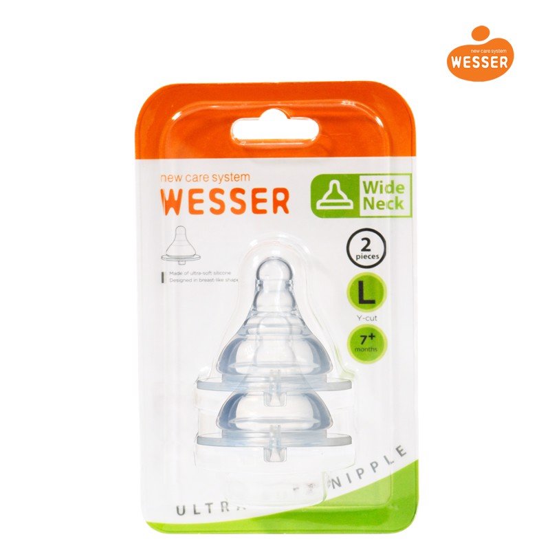 Núm ti núm vú cho bình sữa cổ Rộng Wesser