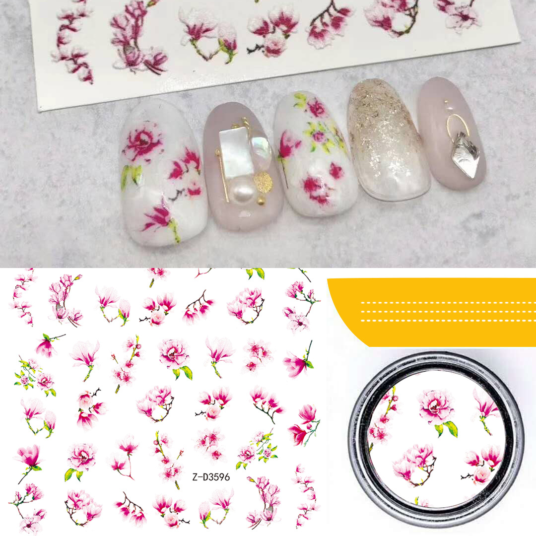 Sticker 3d | hoa lá sen đá lông vũ vỏ ốc | hình dán móng tay