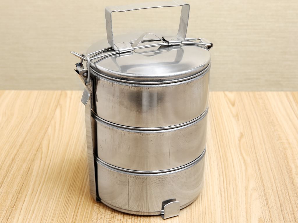 Cà men inox 3 ngăn đường kính 12cm, hộp đựng cơm inox giá sỉ - giá bán buôn