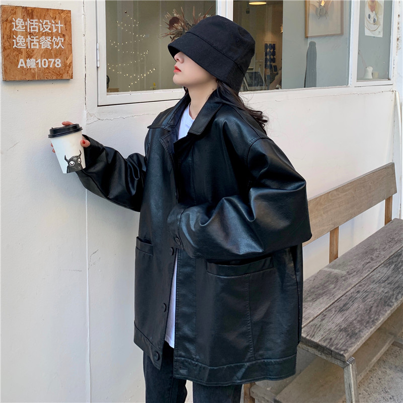[SẴN] AK30_ÁO KHOÁC DA OVERSIZE ULZZANG CÁ TÍNH
