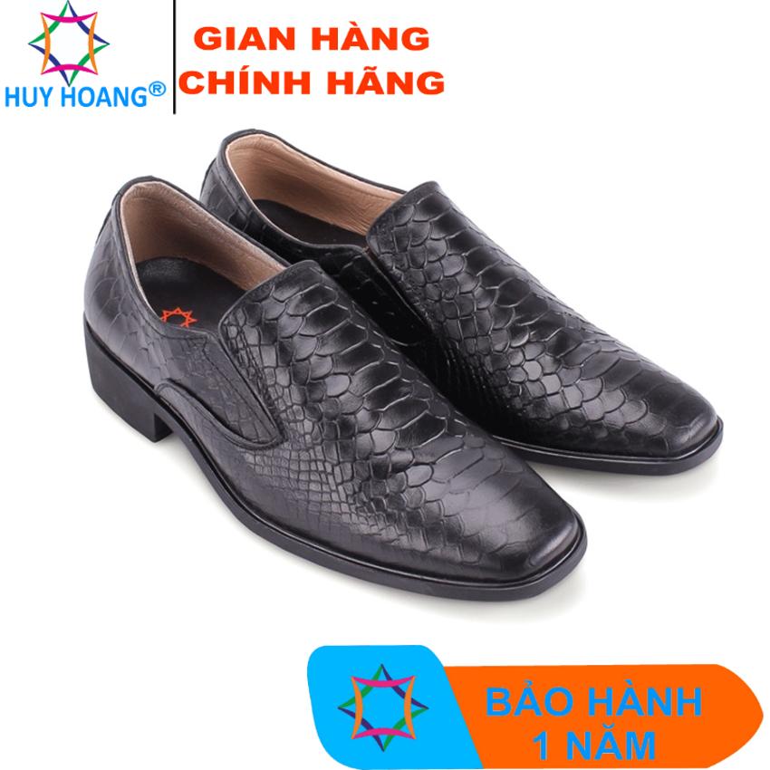 Giày nam  da bò vân da trăn màu đen HK7195