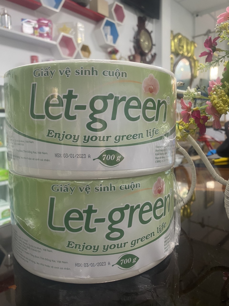 Giấy vệ sinh cuộn lớn Let-green 700gr