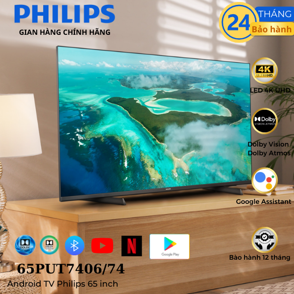 ANDROID TV 4K PHILIPS 65 inch- Bảo hành chính hãng 24 tháng