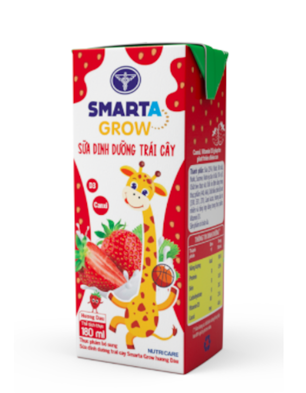 Thùng sữa Smarta Grow hương Dâu (180ml x 48 hộp)