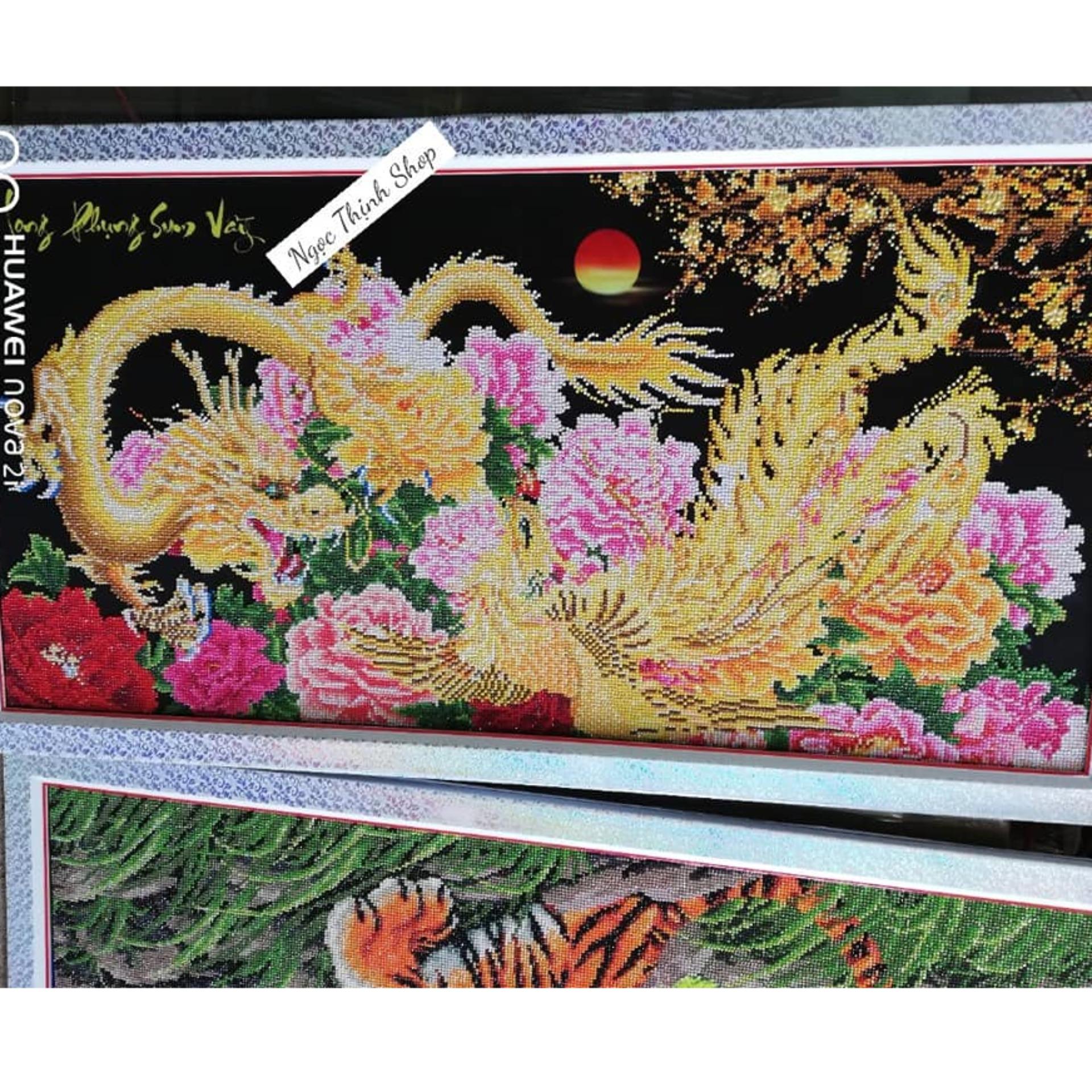 Tranh thêu chữ thập cao cấp long phụng sum vầy tranh phong thủy cho người tuổi Tý để mang lại may mắn,tài lộc thịnh vượng