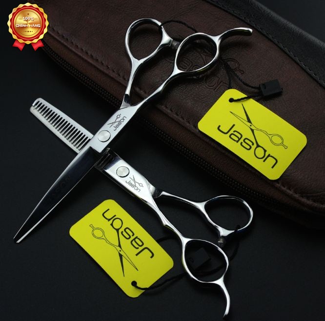 bộ kéo cắt tóc tay trái jason màu trắng (Mua cặp kéo được tặng bao da, lược toni guy, chỉnh kéo )