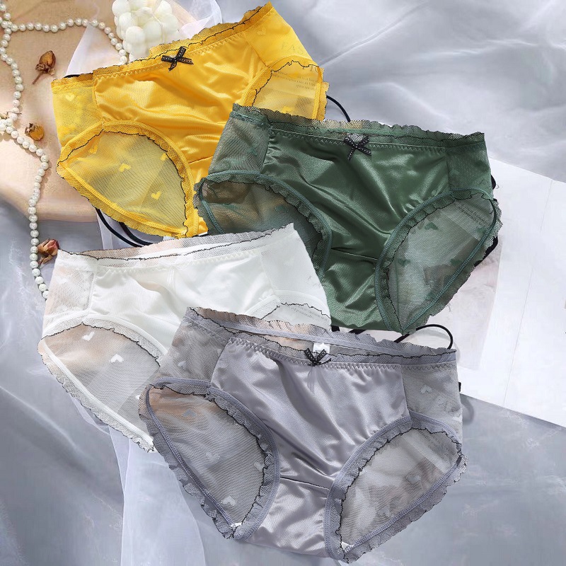 Quần lót ren nữ sexy phối lụa cao cấp thoáng mát qr06