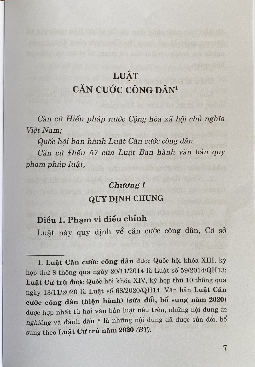 Luật căn cước công dân (hiện hành) (sửa đổi, bổ sung năm 2020)