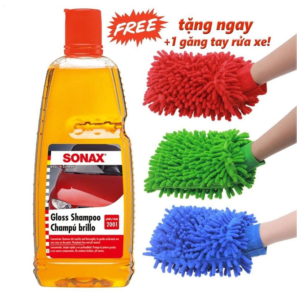 [HCM][Kèm bao tay rửa xe] Nước rửa xe Sonax Gloss Shampoo đậm đặc chai 1L