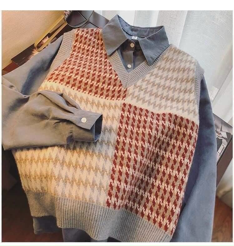ÁO GILE LEN KẺ 2 MÀU CỔ V