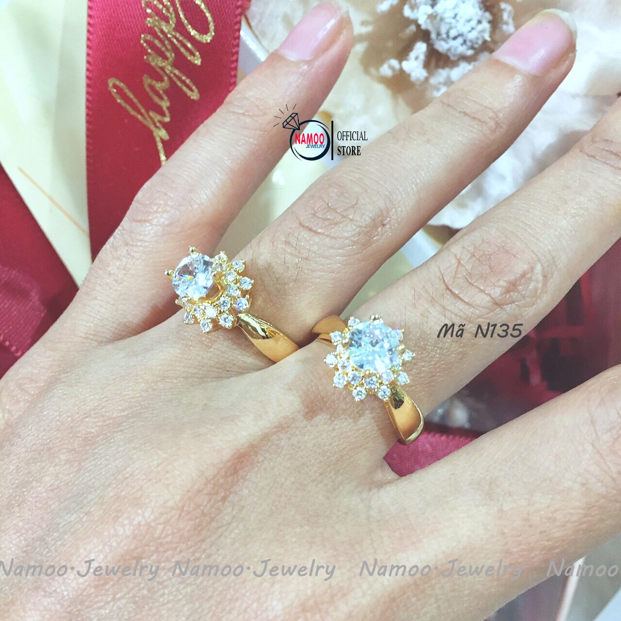 Nhẫn Nữ Hoa Đính Đá Nhỏ Đẹp N135 Đủ Size